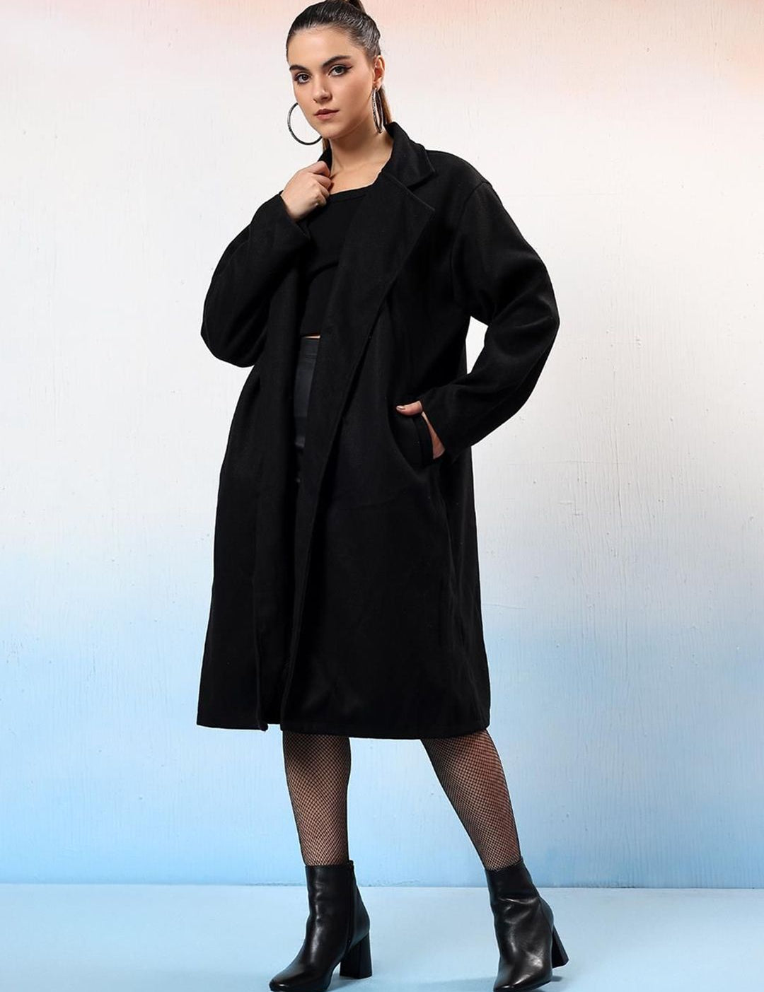 Kotty Women Notched Lapel Single-Breasted Overcoat