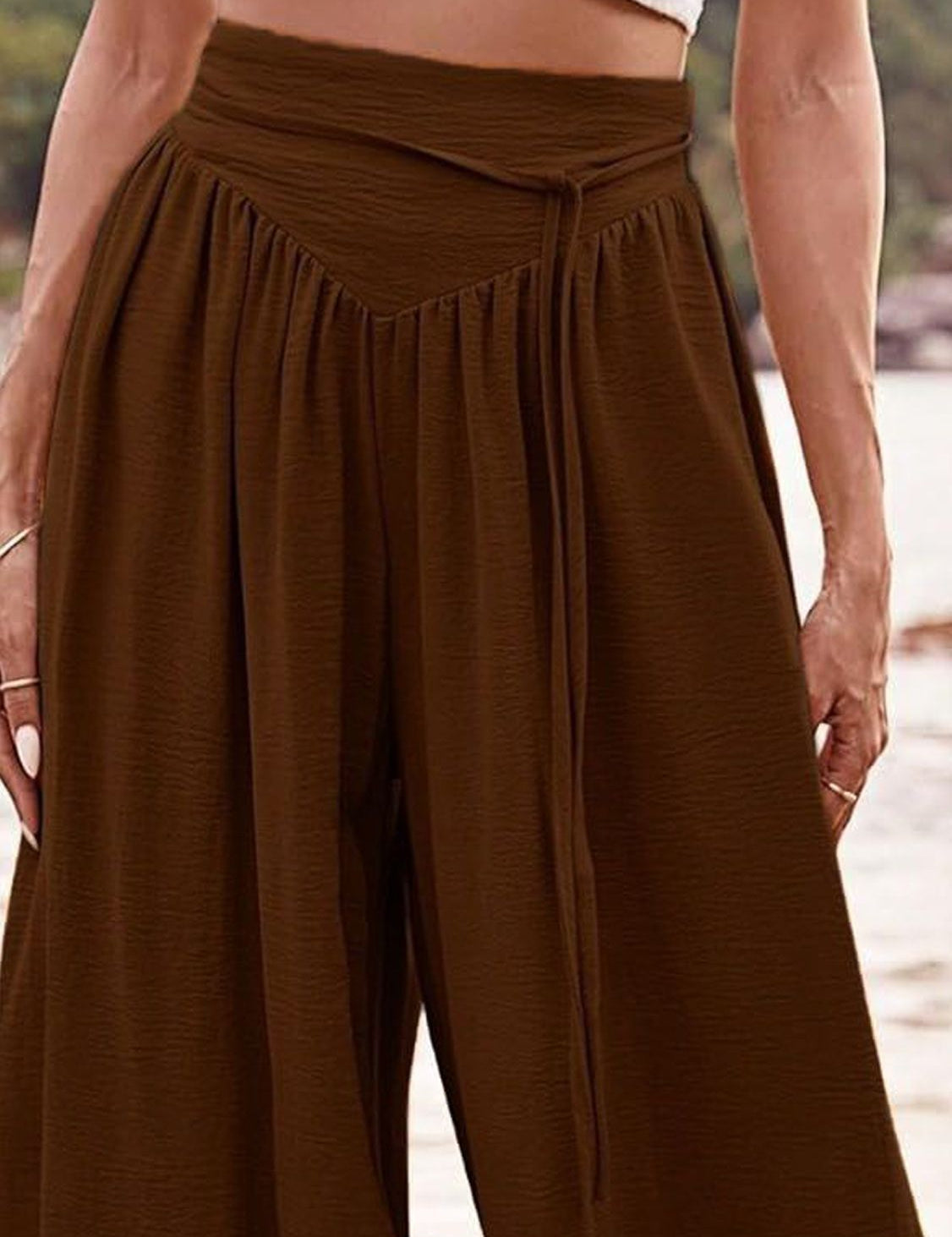 Kotty Women Relaxed Straight Leg High-Rise Pleated Wide Leg Trousers