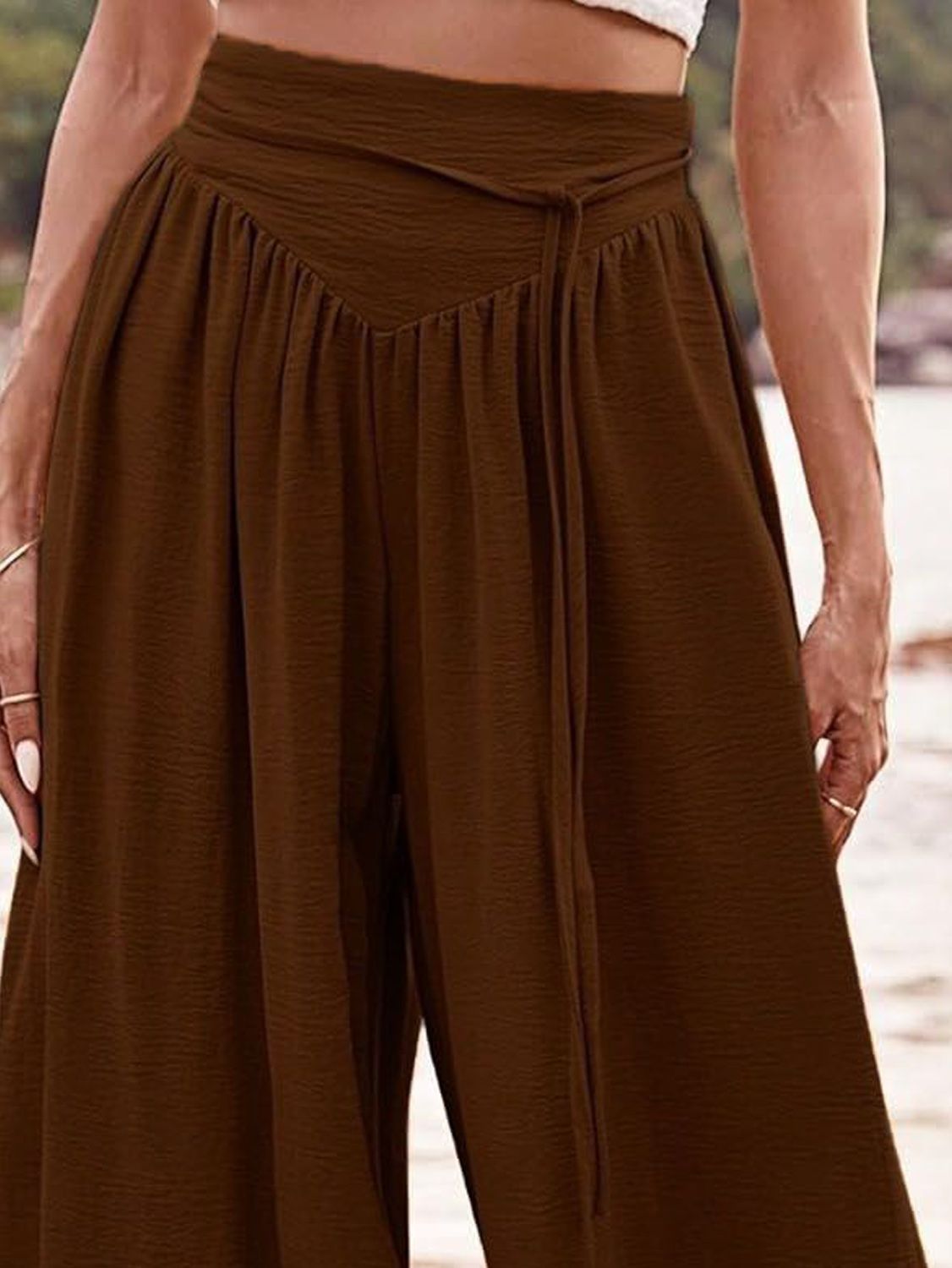 Kotty Women Relaxed Straight Leg High-Rise Pleated Wide Leg Trousers