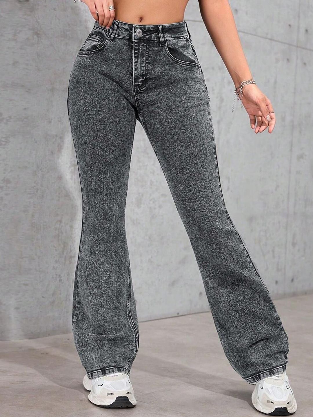 Kotty Women Jean Bootcut High-Rise Heavy Fade Stretchable Jeans