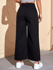 Kotty Women Jean Wide Leg High-Rise Clean Look Stretchable Jeans
