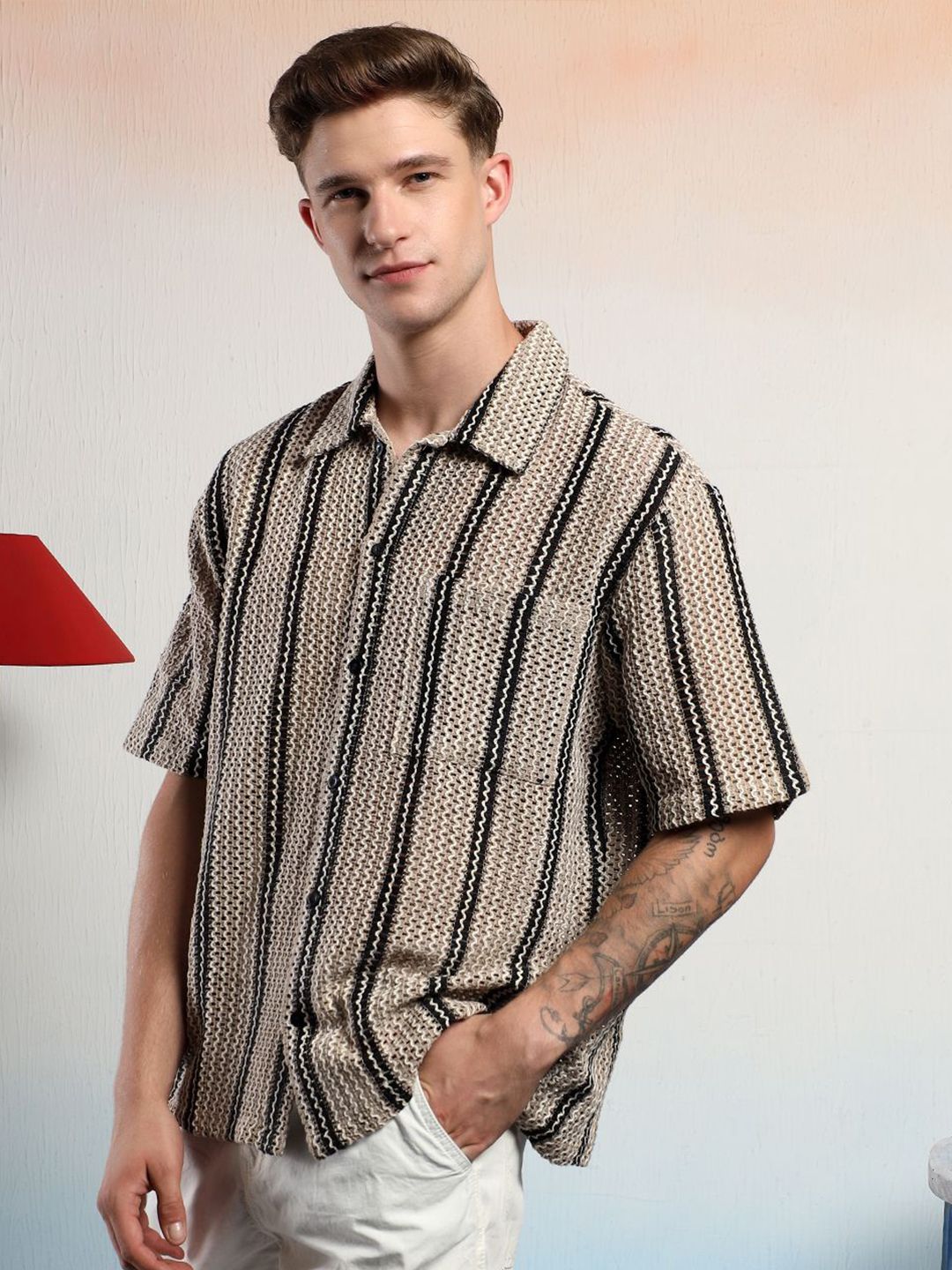 Kotty Men Striped Casual Shirt