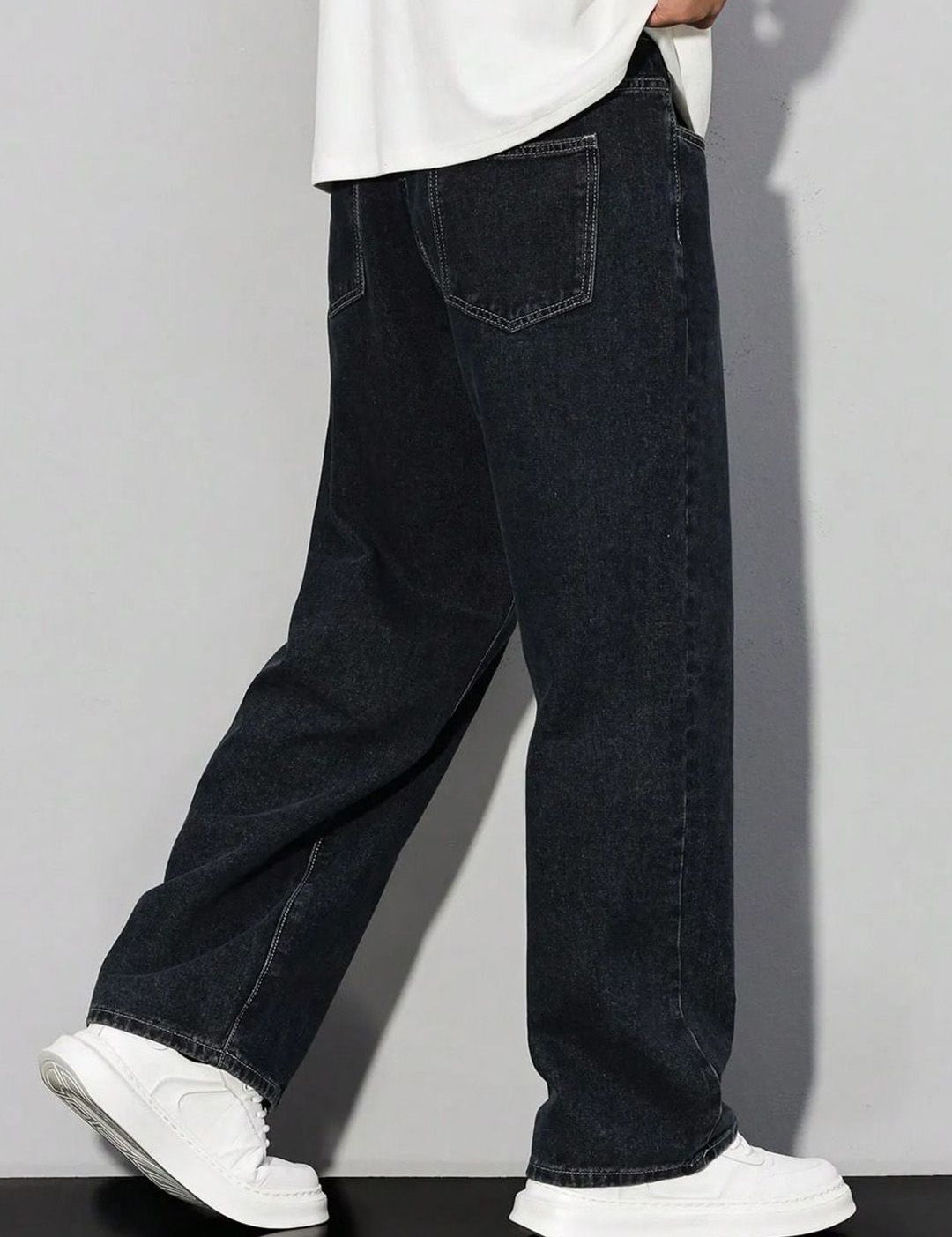 Kotty Men Baggy Mid-Rise Stretchable Cotton Jeans