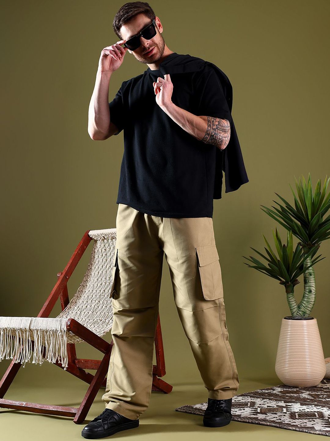Kotty Men Relaxed Easy Wash Cargos Trousers