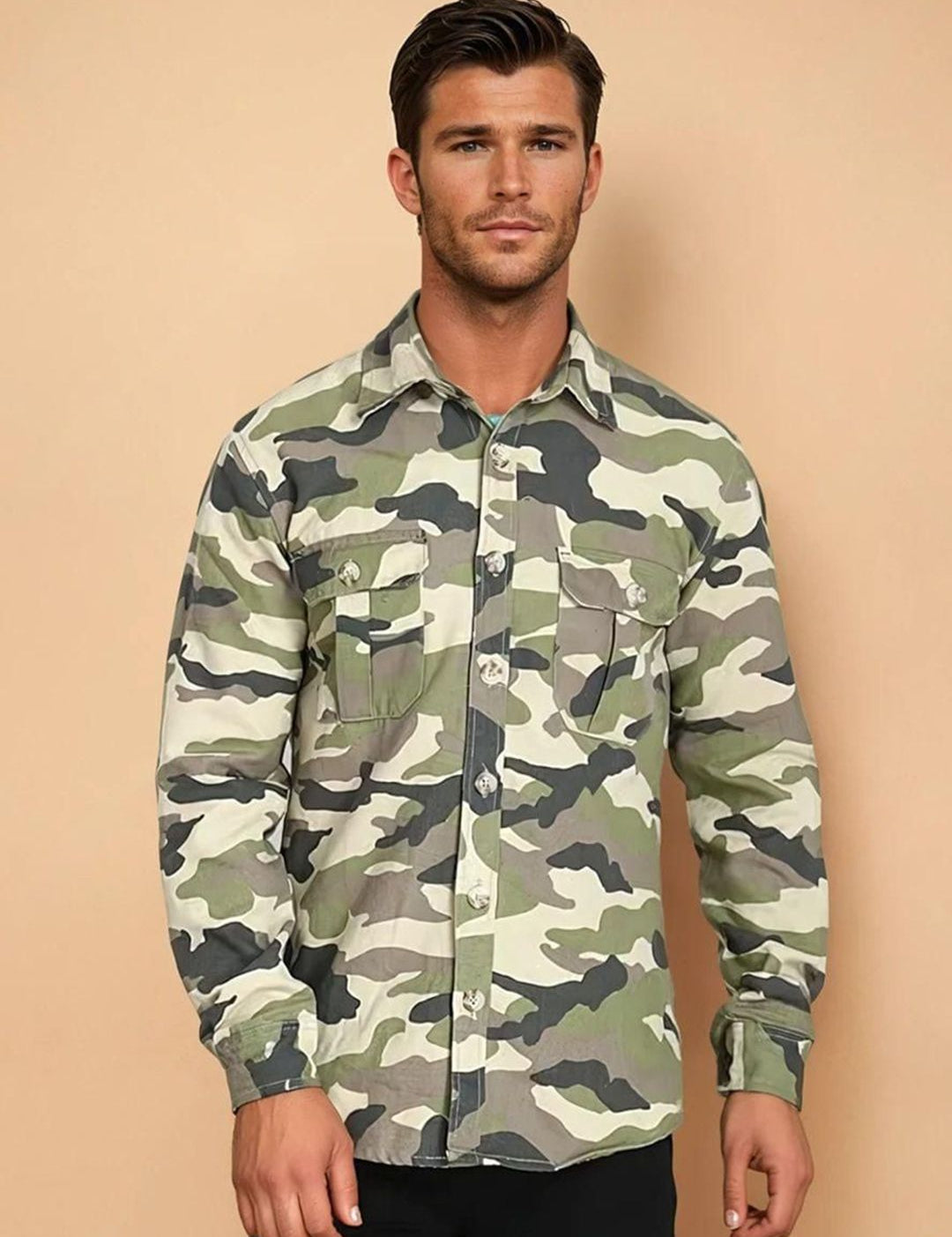 Kotty Abstract Printed Open Front Denim Jacket