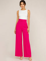 Pink Wide Leg High-Rise Trousers for Women – Trendy Solid Design | Kotty