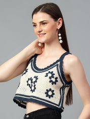 Kotty Women Self Design Scoop Neck Cotton Top