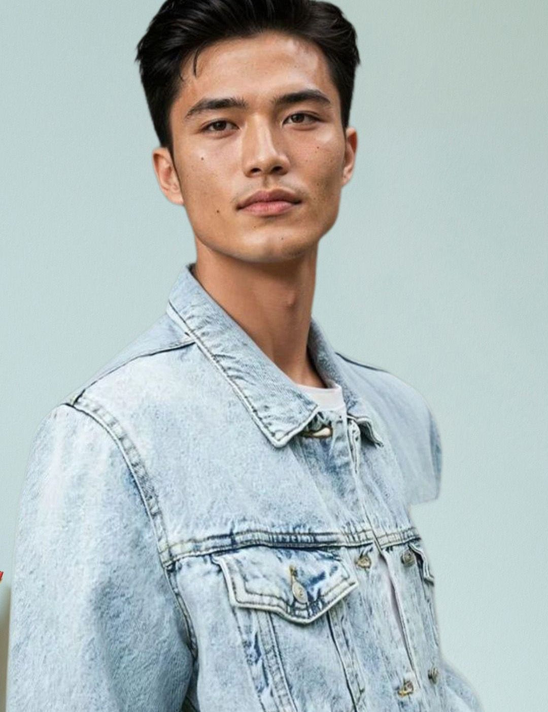 Kotty Men Spread Collar Washed Solid Denim Jacket