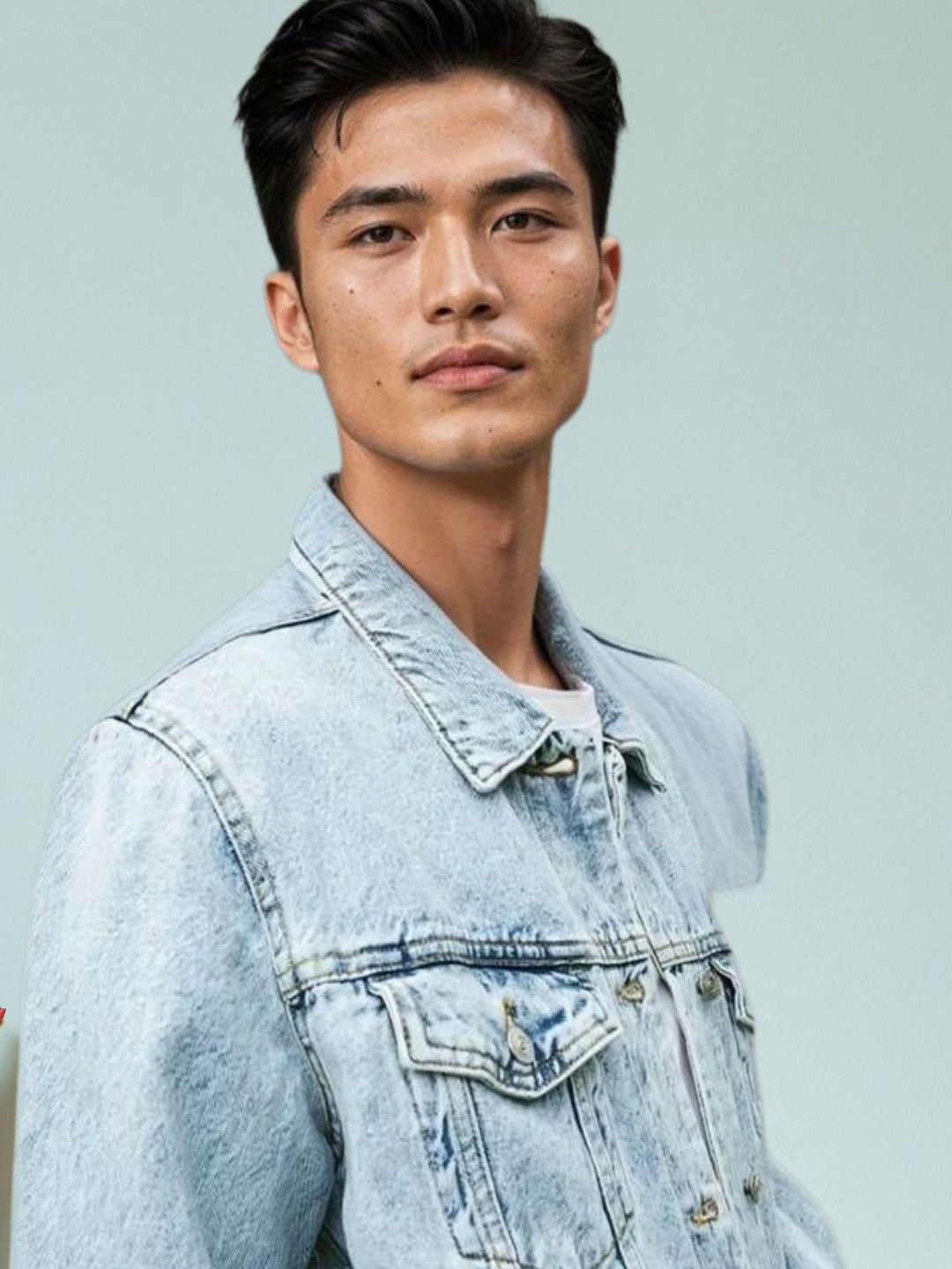 Kotty Men Spread Collar Washed Solid Denim Jacket