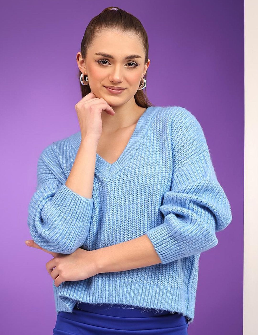 Kotty Women Cable Knit Crop Pullover