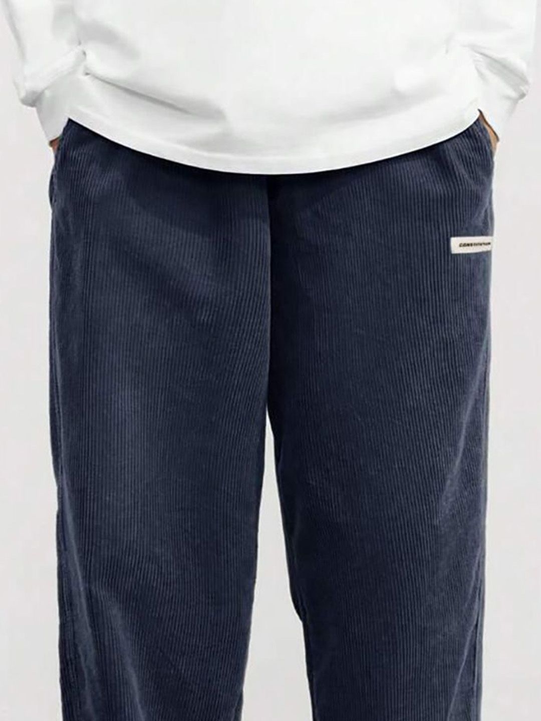 Kotty Men Relaxed Loose Fit High-Rise Corduroy Trousers