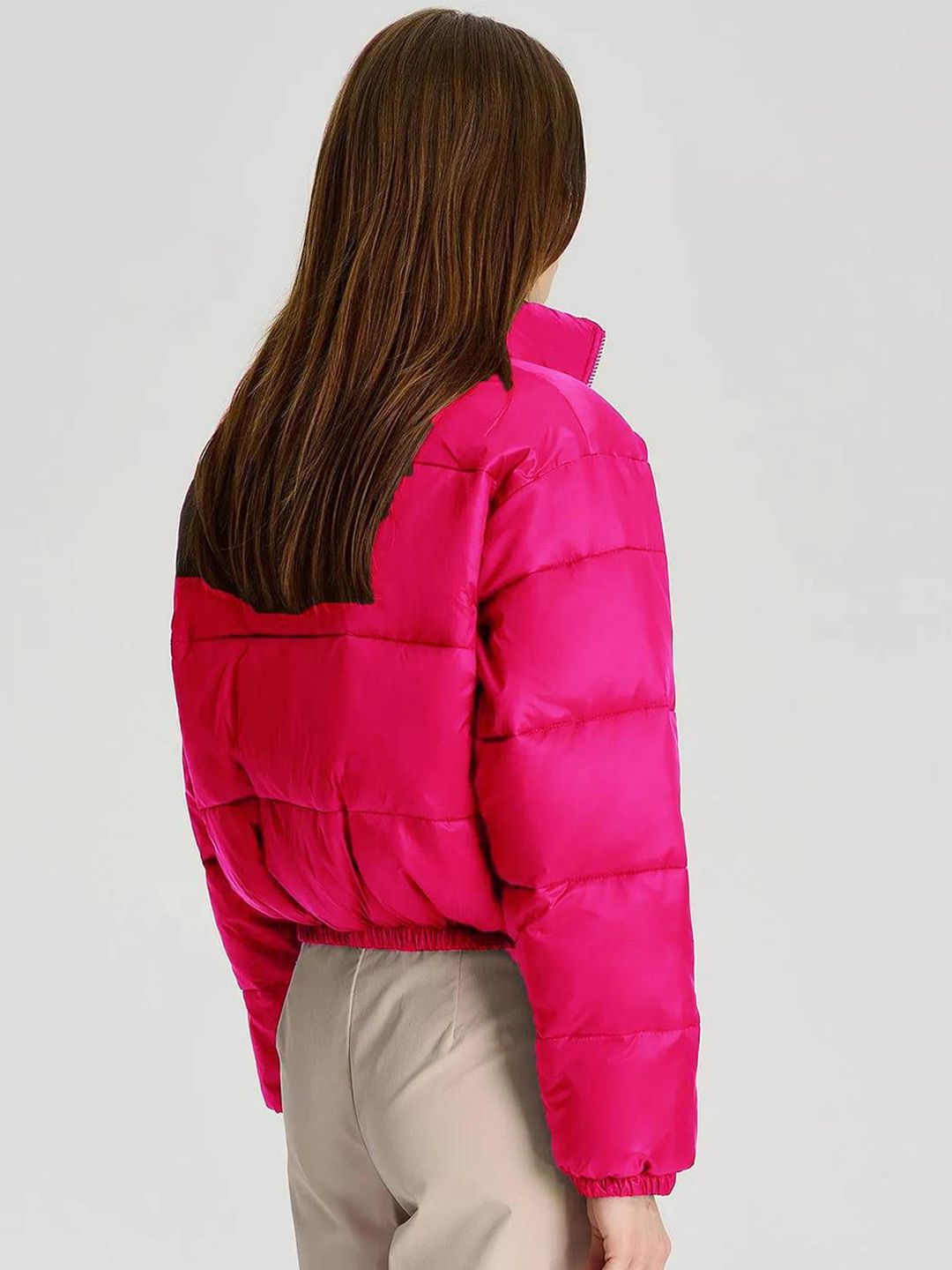 Kotty Women Stand Collar Solid Lightweight Puffer Jacket
