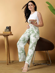 Kotty Women Floral Printed Relaxed Straight Leg Straight Fit Cotton Easy Wash Trousers