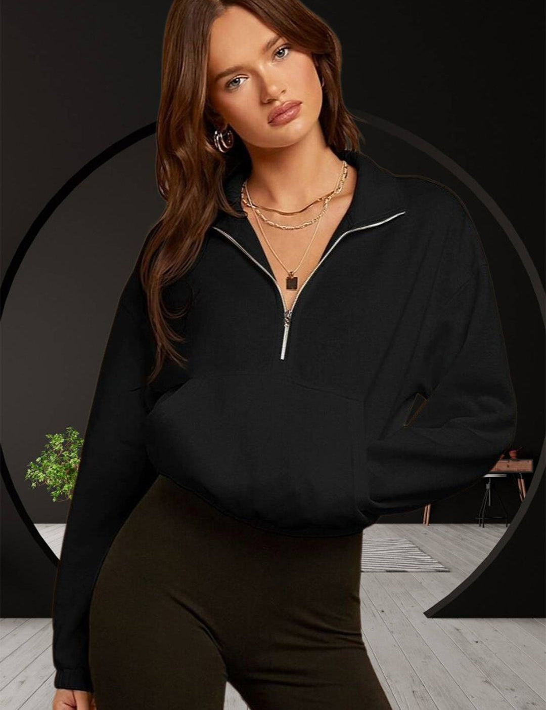 Kotty Women Mock Neck Full Sleeve Sweatshirt