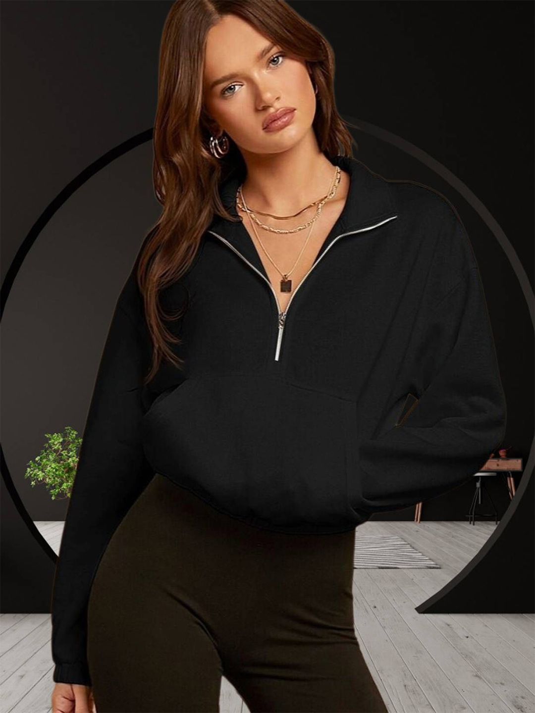 Kotty Women Mock Neck Full Sleeve Sweatshirt