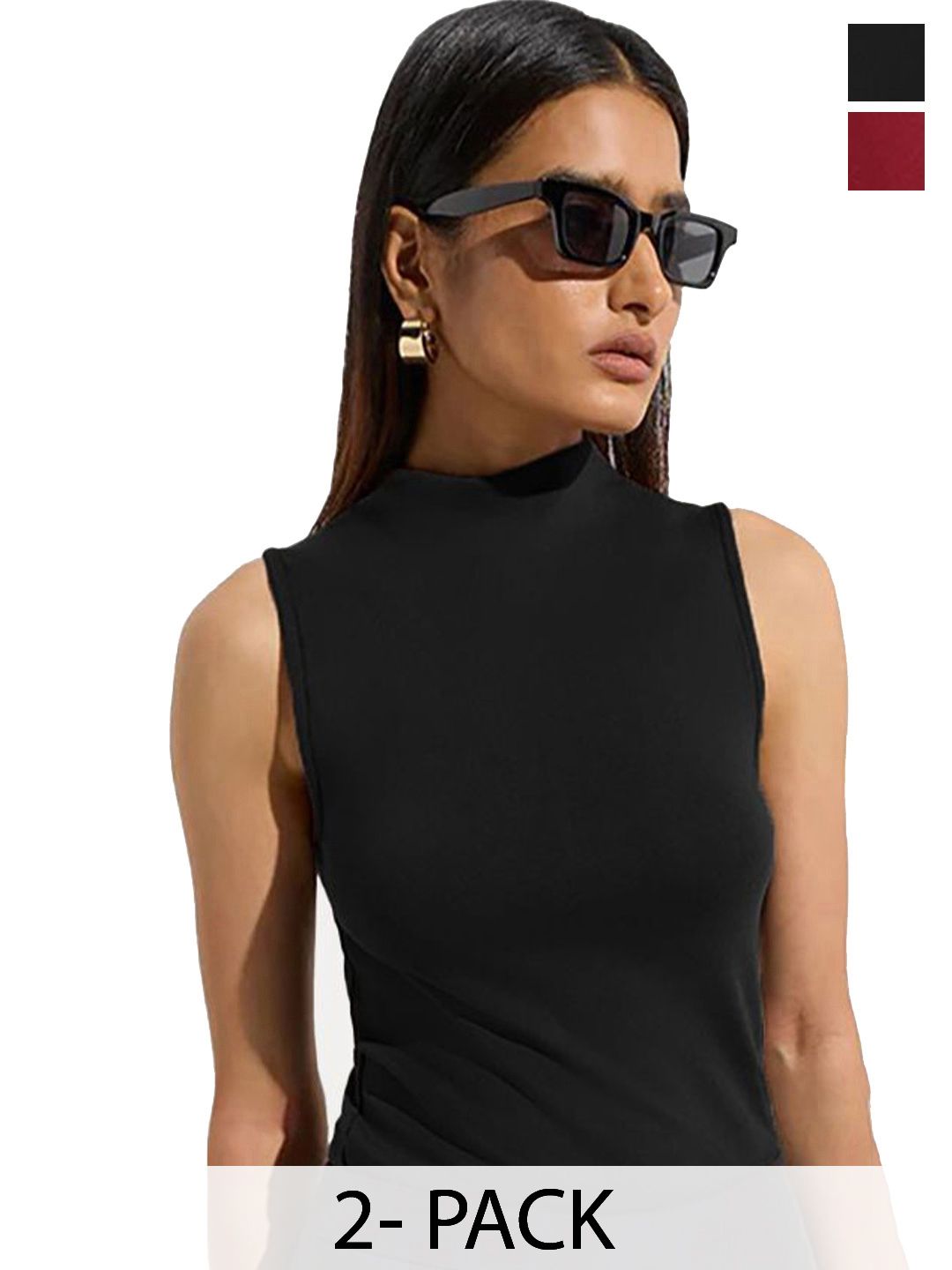 Kotty Women High Neck Sleeve Less Tank Top