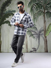 Kotty Men Spread Collar Tartan Checked Casual Shirt