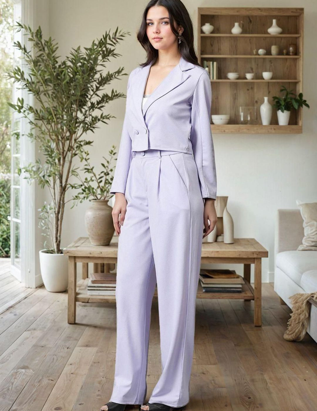 Kotty Lapel Collar Long Sleeves Coat With Trouser 