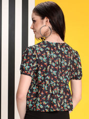 Kotty Women Abstract Printed Peplum Crop Top