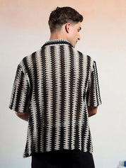 Kotty Vertical Stripes Cotton Spread Collar Short Sleeves Shirt