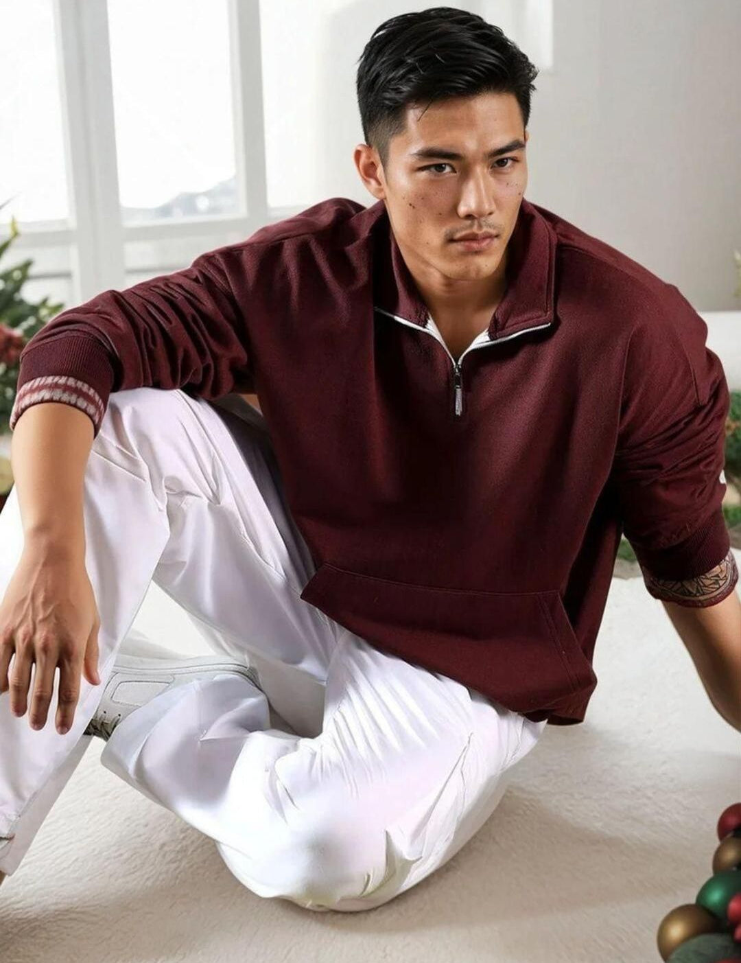 Kotty Men Mock Collar Cotton Sweatshirt