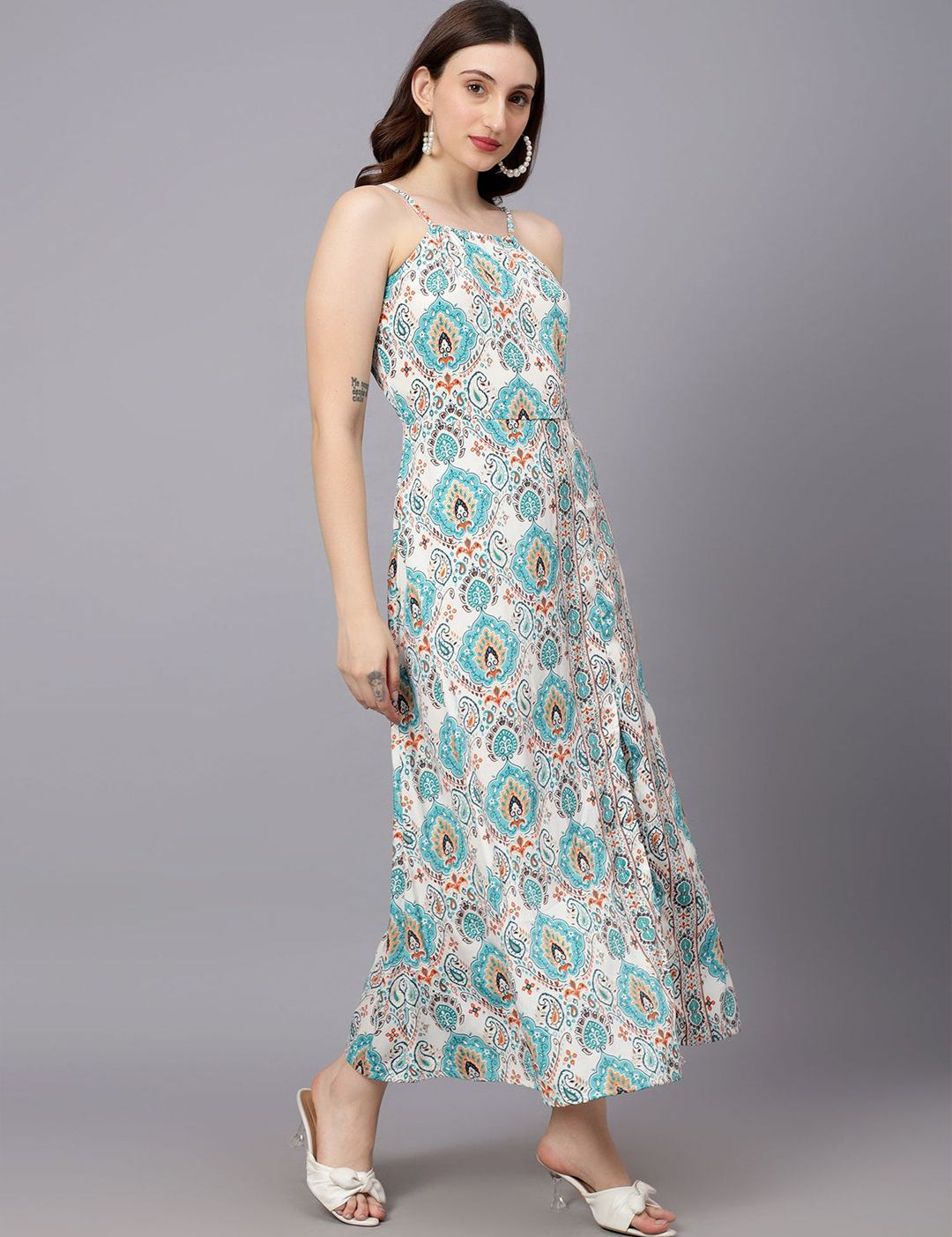 Kotty Women Print A-Line Midi Dress