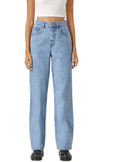 Kotty Women Jean Straight Fit High-Rise Low Distress Light Fade Stretchable Jeans