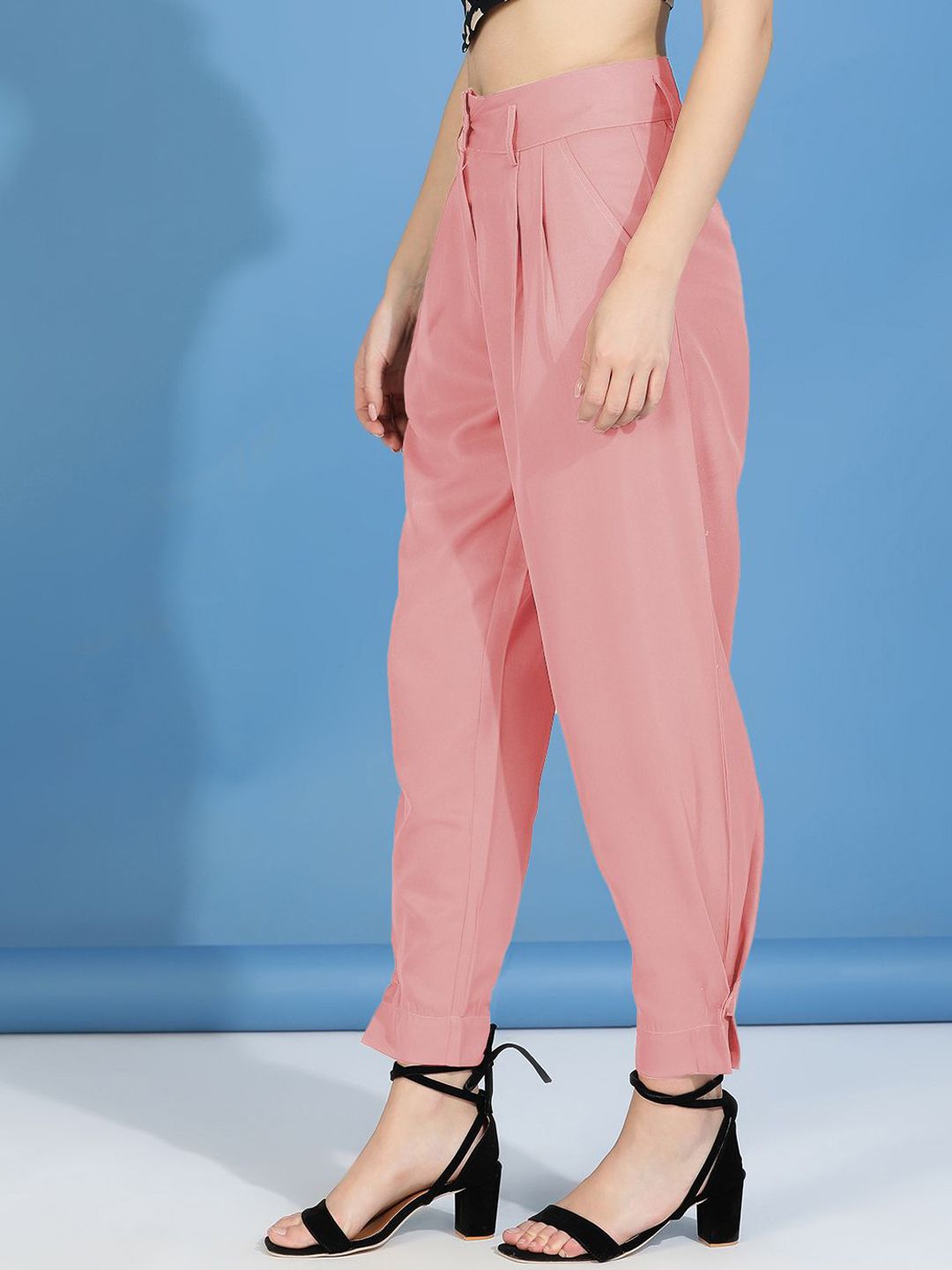 Kotty Women Relaxed Slim Fit High-Rise Easy Wash Trousers