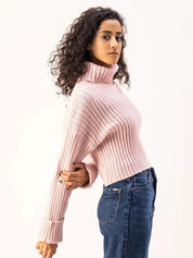 Kotty Women Turtle Neck Long Sleeves Crop Pullover