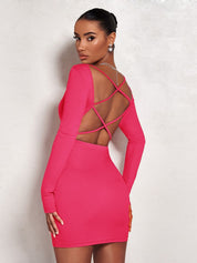 Kotty Solid Bodycon Backless Mini Dress