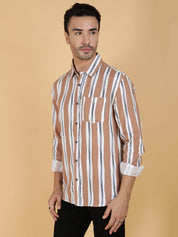 Kotty Men Relaxed Spread Collar Graphic Printed Cotton Casual Shirt