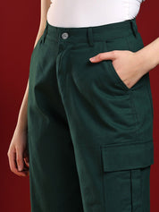 Kotty Womens Straight Fit High-Rise Stretchable Cargo Jeans