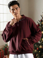 Kotty Men Mock Collar Cotton Sweatshirt