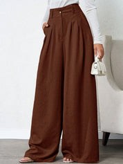 Kotty Women Relaxed Straight Leg Loose Fit High-Rise Trousers