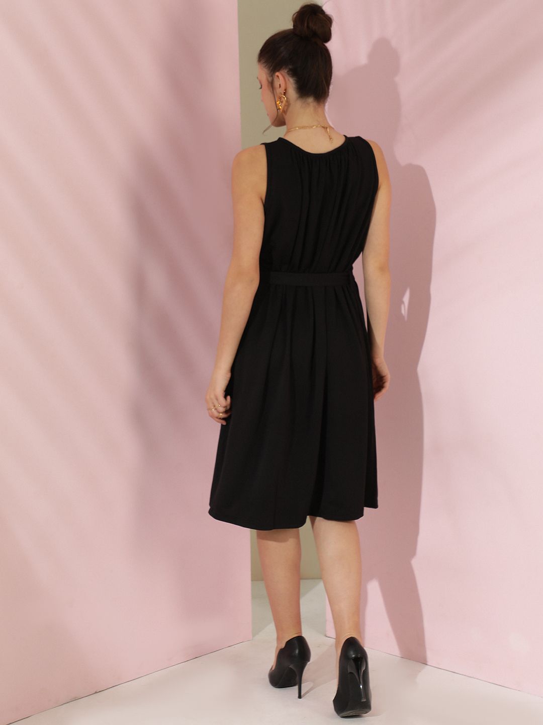 Kotty Women Solid Sleeveless Fit & Flare Dress