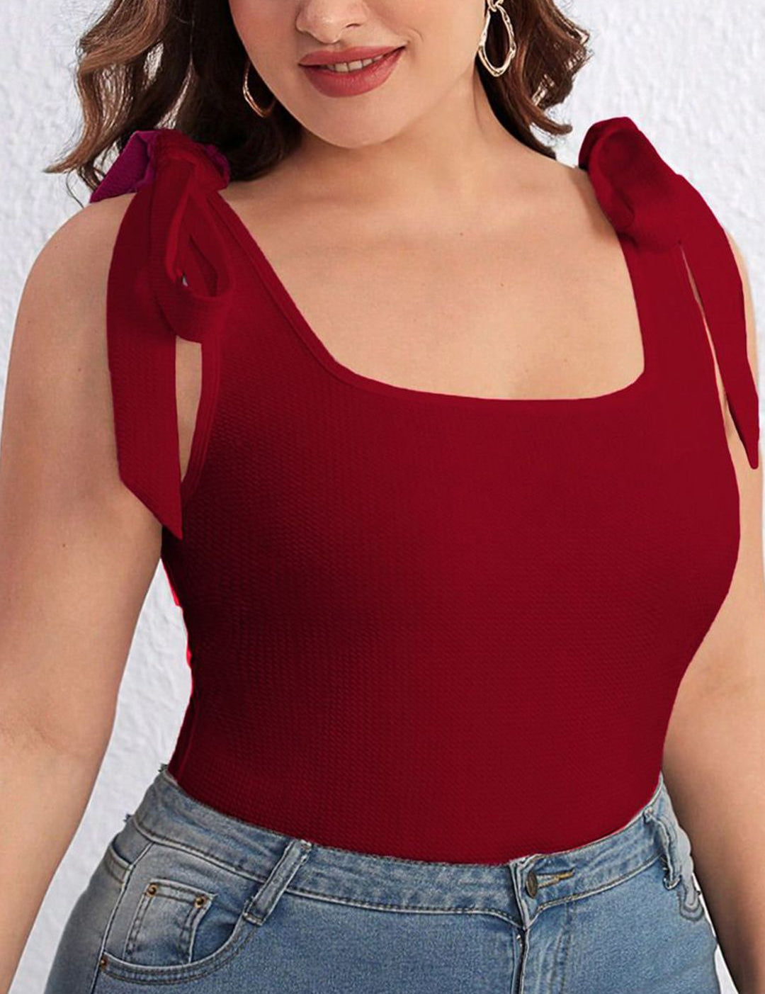 KOTTY Women Plus Size Solid Scoop Neck Top