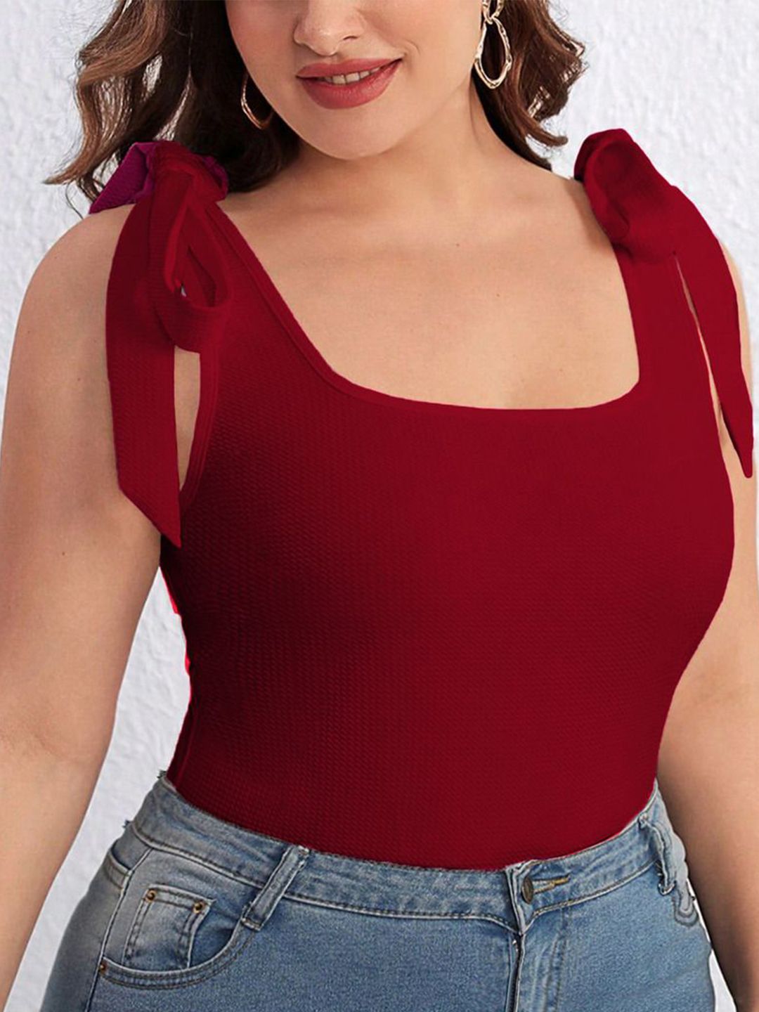 KOTTY Women Plus Size Solid Scoop Neck Top