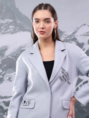 Kotty Printed Notched Lapel Single-Breasted Overcoat