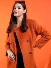 Kotty Notched Lapel Collar Long Sleeves Longline Overcoat
