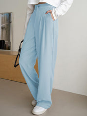 Kotty Women Straight Fit High-Rise Easy Wash Pleated Formal Trousers