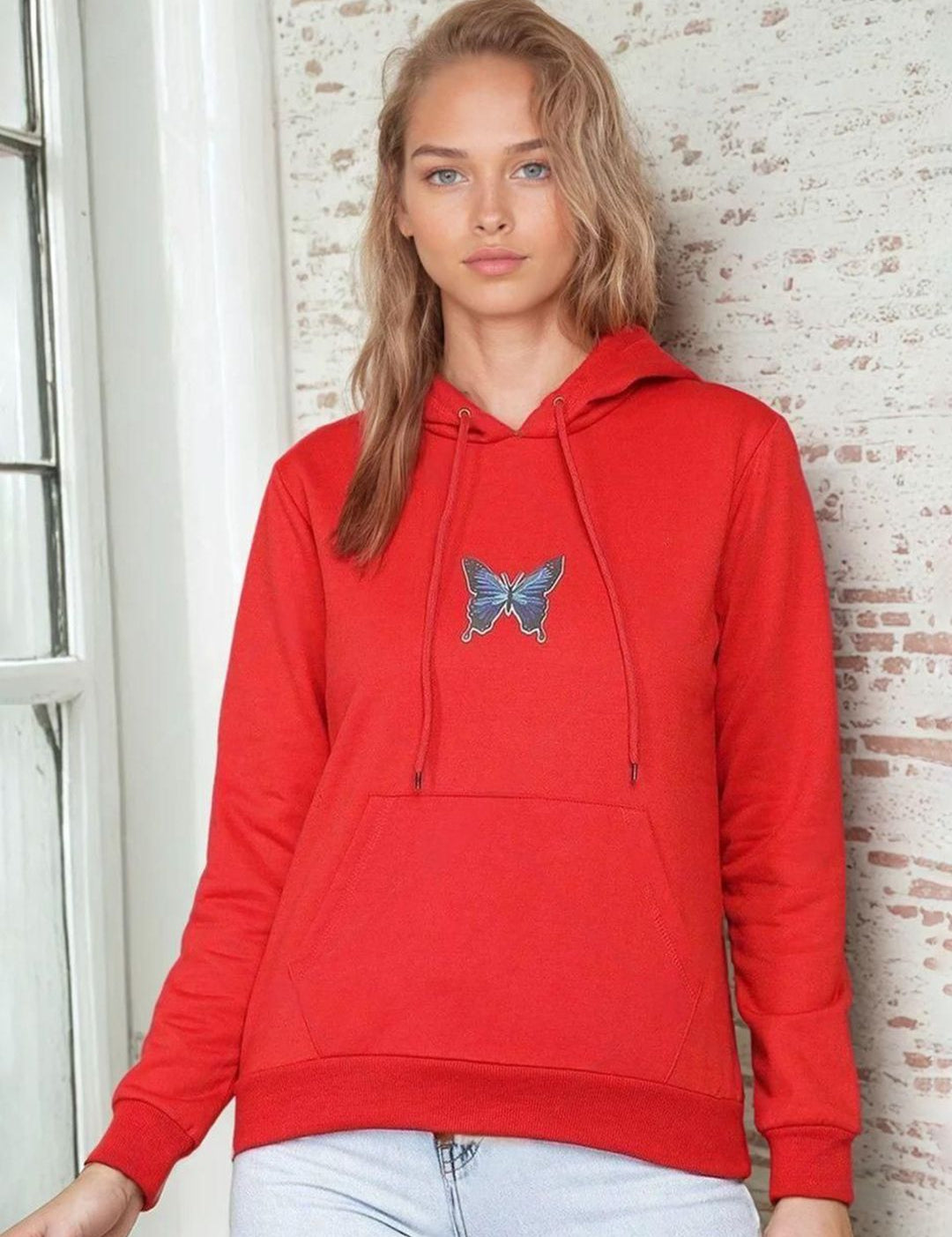 Kotty Women Printed Hooded Pullover Therma-Fit Cotton Sweatshirt