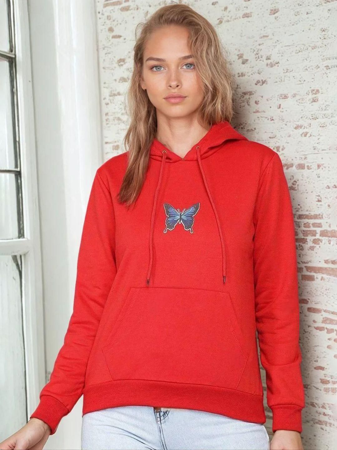 Kotty Women Printed Hooded Pullover Therma-Fit Cotton Sweatshirt