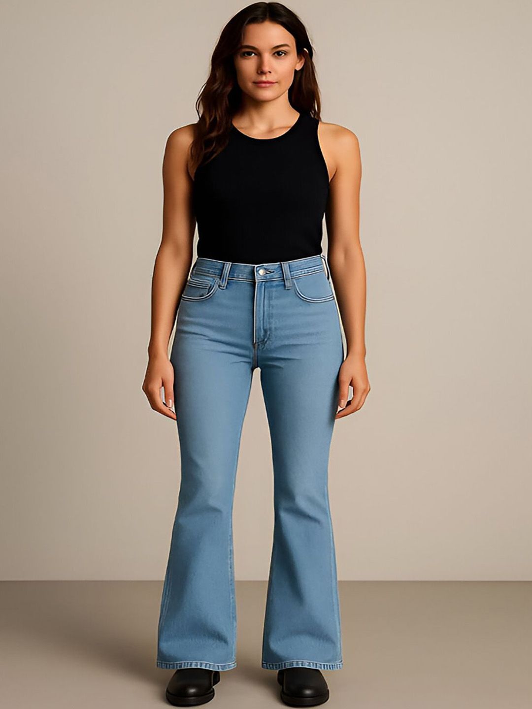 Kotty Women Jean Flared High-Rise Stretchable Jeans