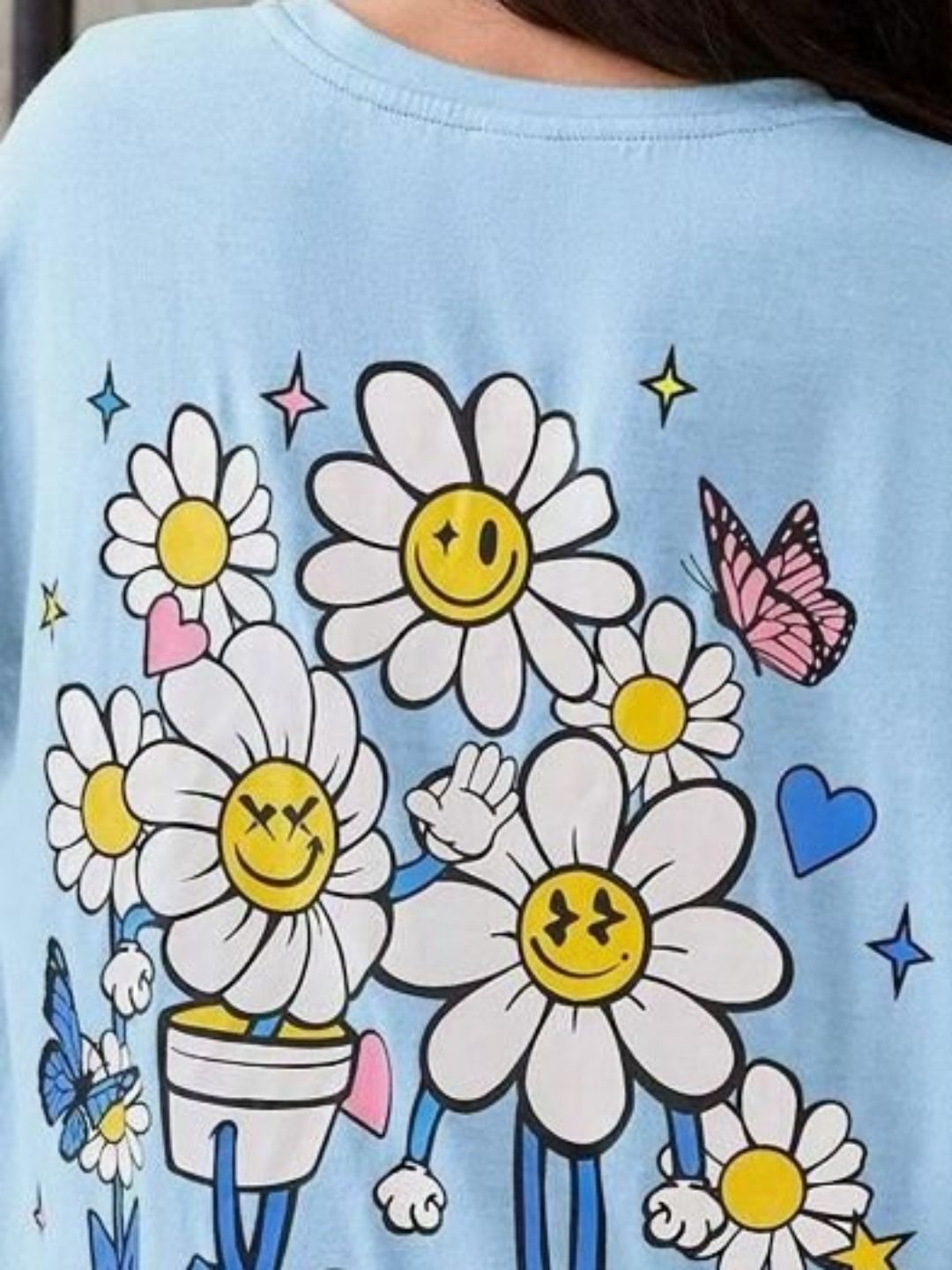 Kotty Girls Graphic Printed Round Neck Cotton Oversized T-shirt