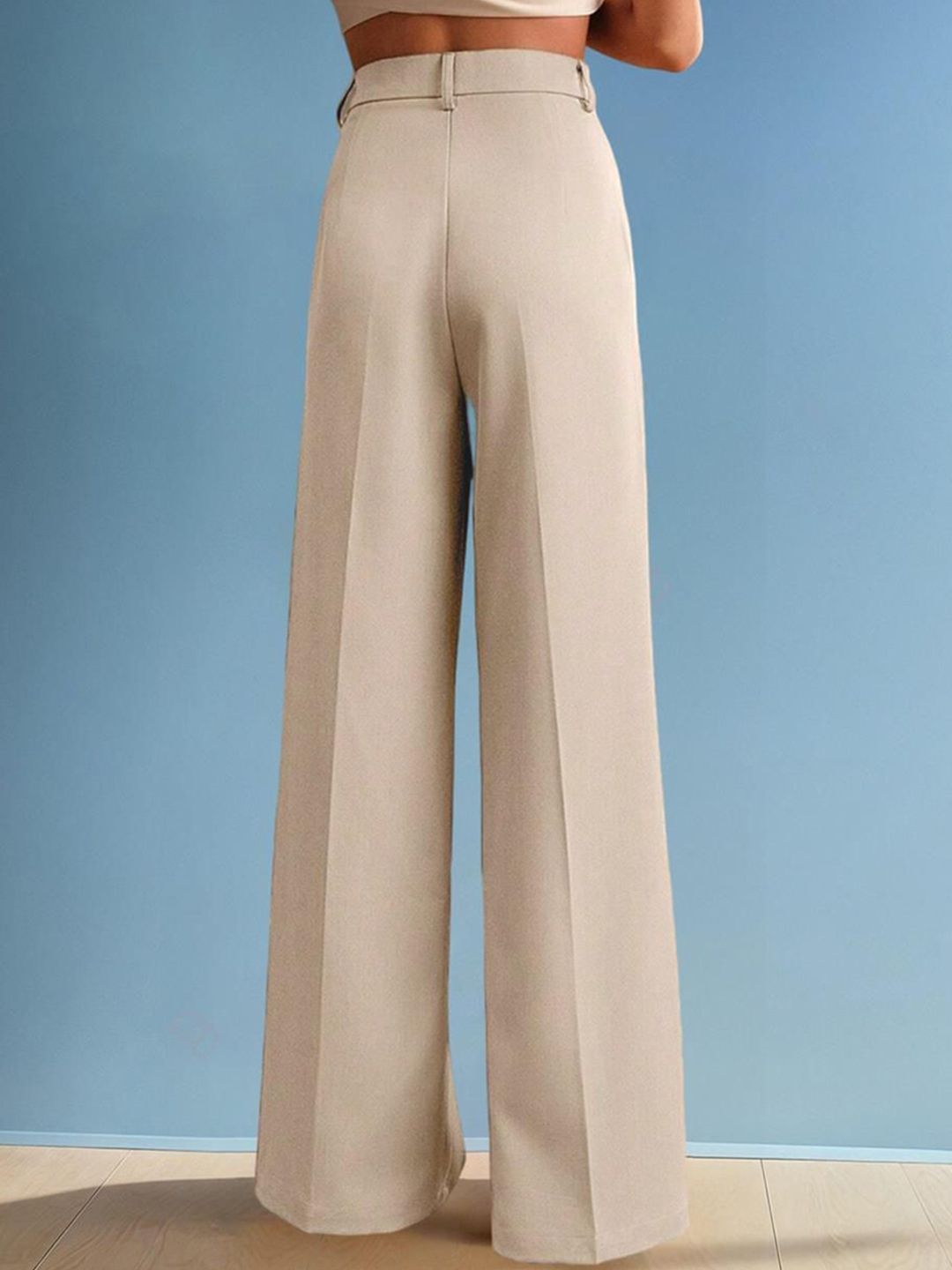 Kotty Women Cotton Straight Fit High-Rise Easy Wash Pleated Trousers