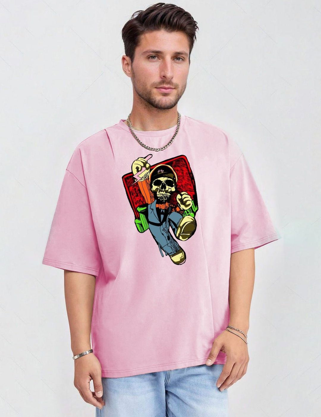 Kotty Men Graphic Printed Round Neck Cotton Oversized T-Shirt