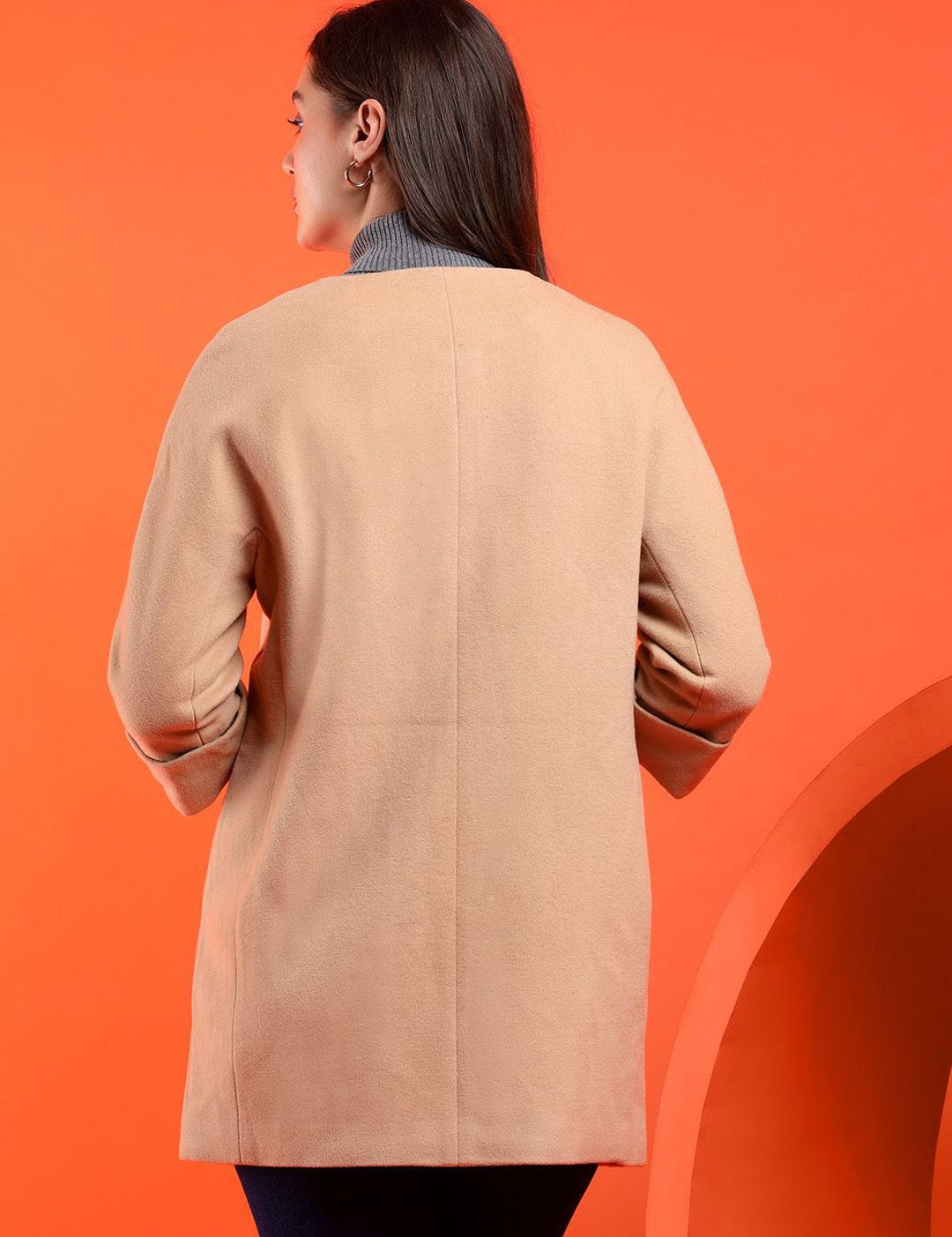 Kotty Band Collar Long Sleeves Overcoat