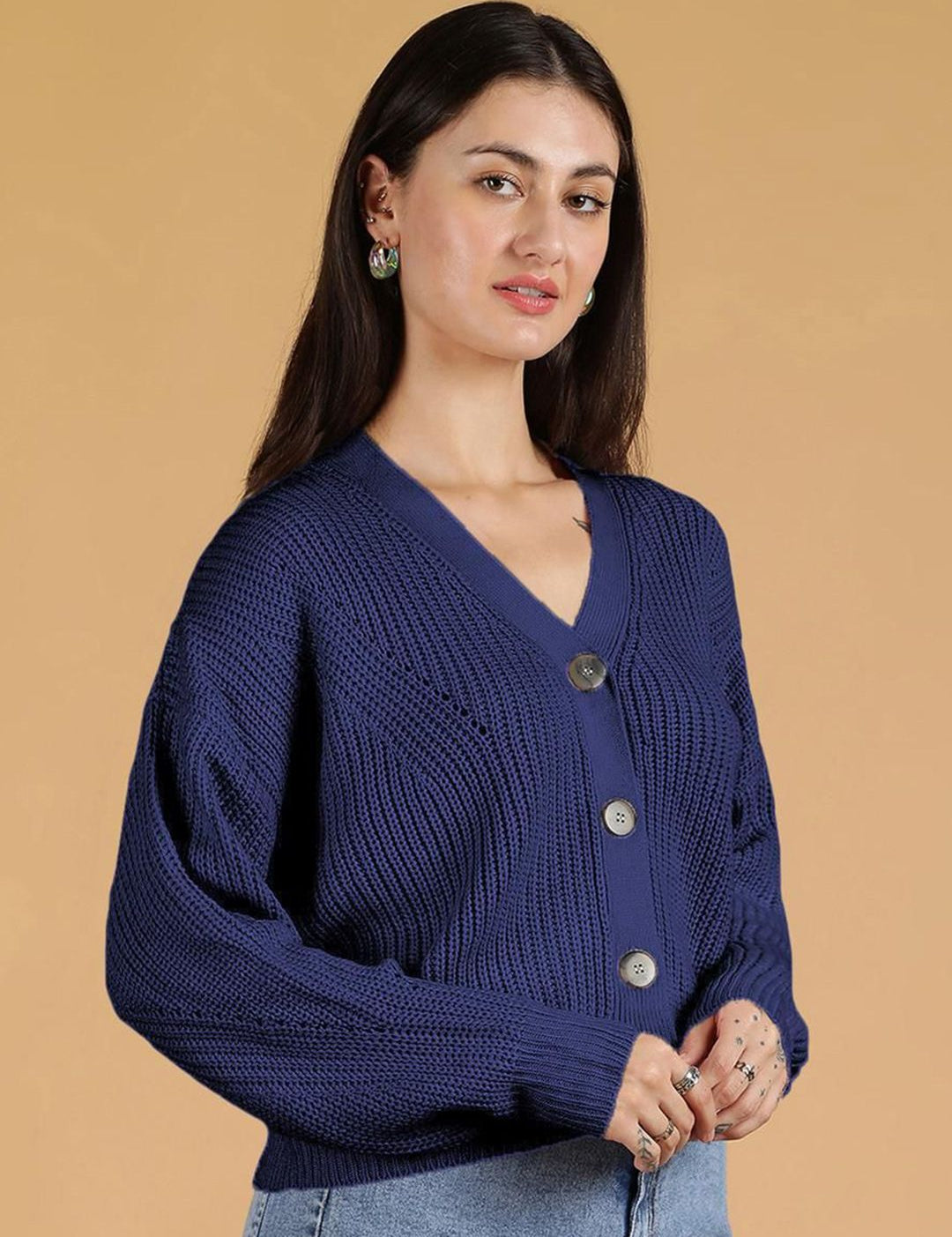 Kotty Women Long Sleeves Woolen Cardigan