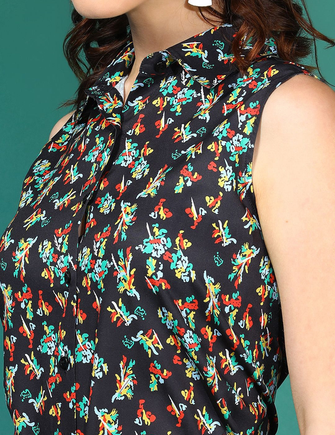 Kotty Women Abstract Printed Shirt Collar  Top