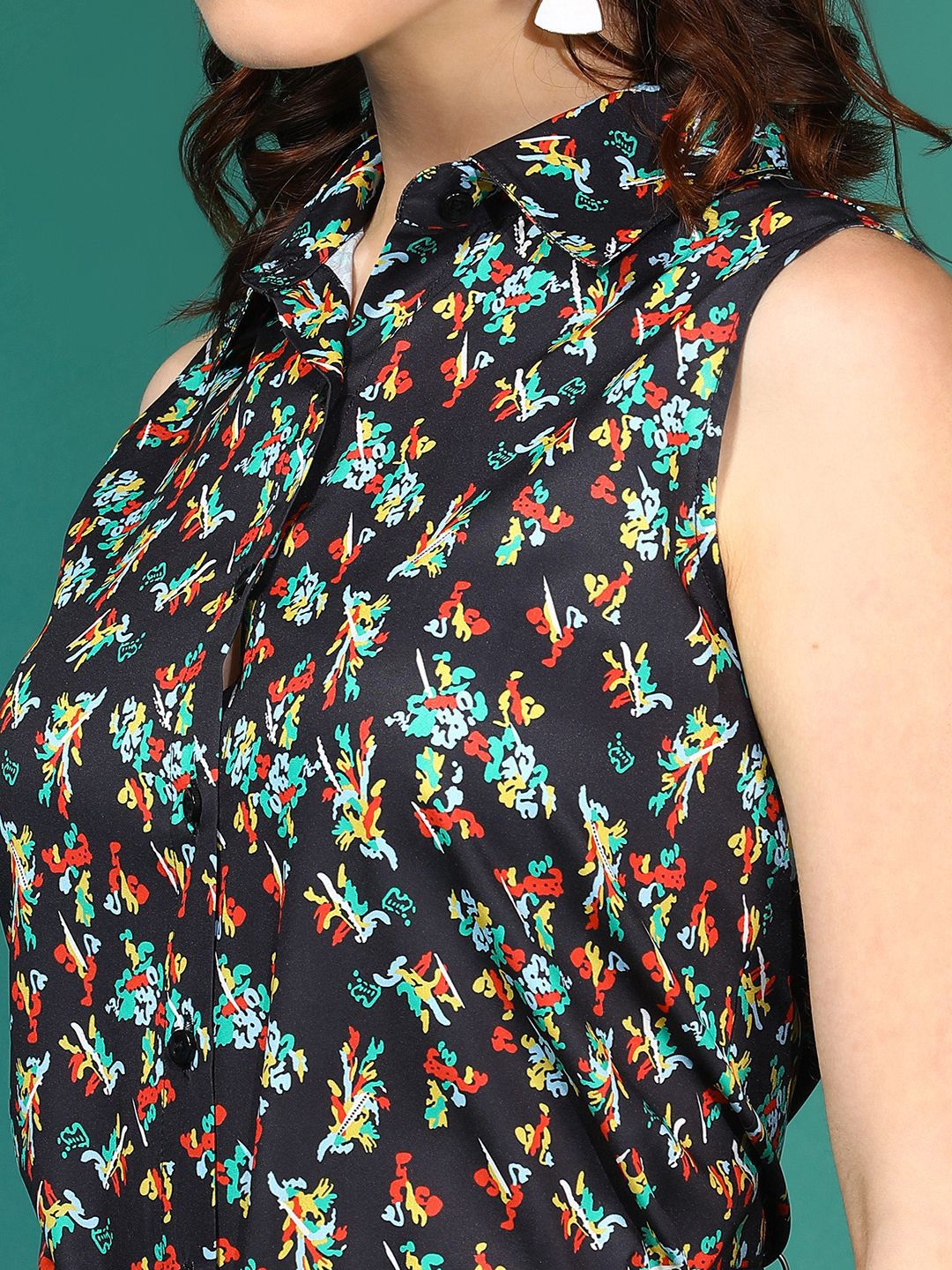 Kotty Women Abstract Printed Shirt Collar  Top